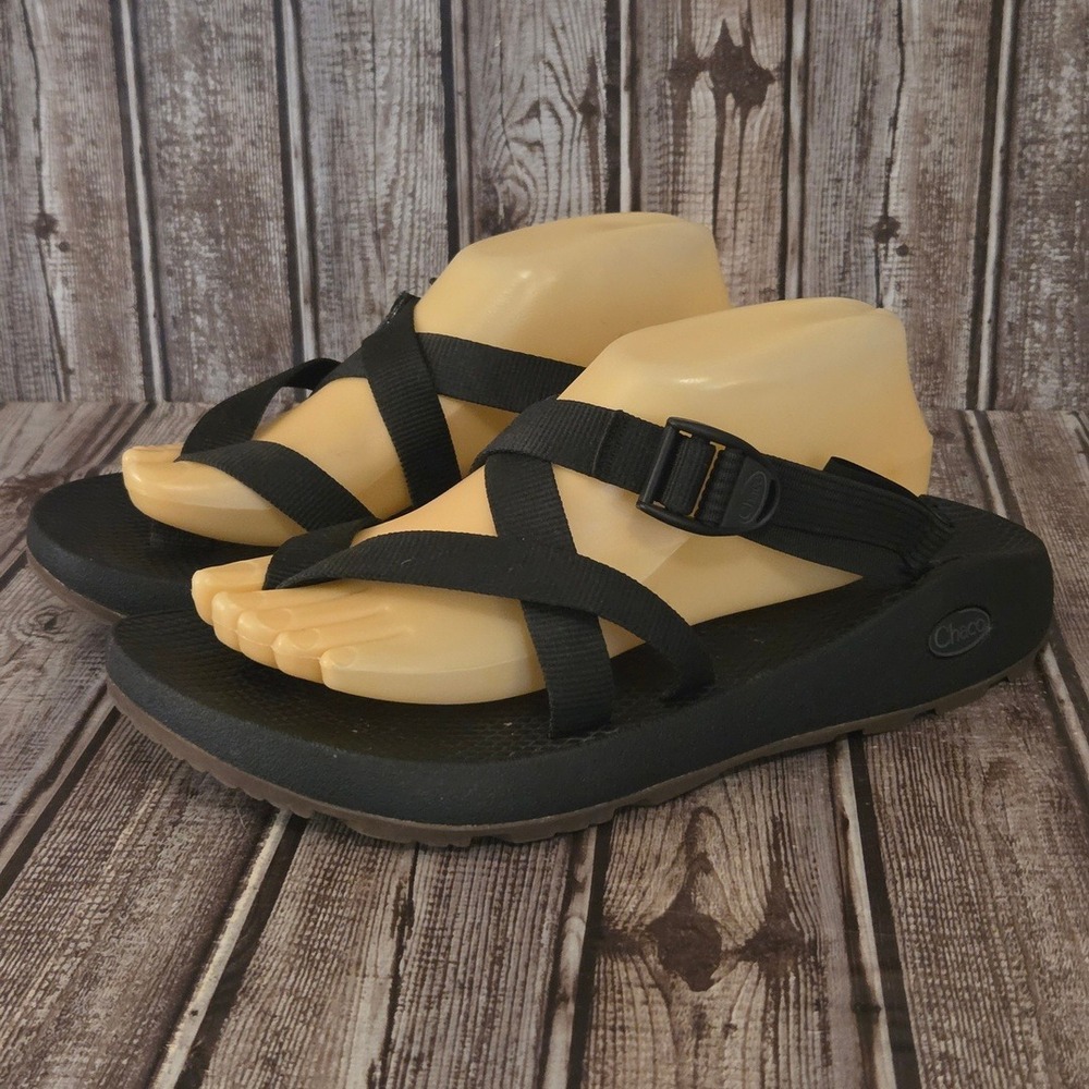 Sz 11 Mens Chaco Tegu Black Athletic Hiking Sport Thong Sandals Slides VGUC!